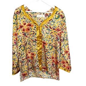 Vintage Victoria's Secret Gold Label Floral Pajama Top Medium